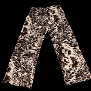 Chico's Black and Brown Animal Print Wide Leg Pants